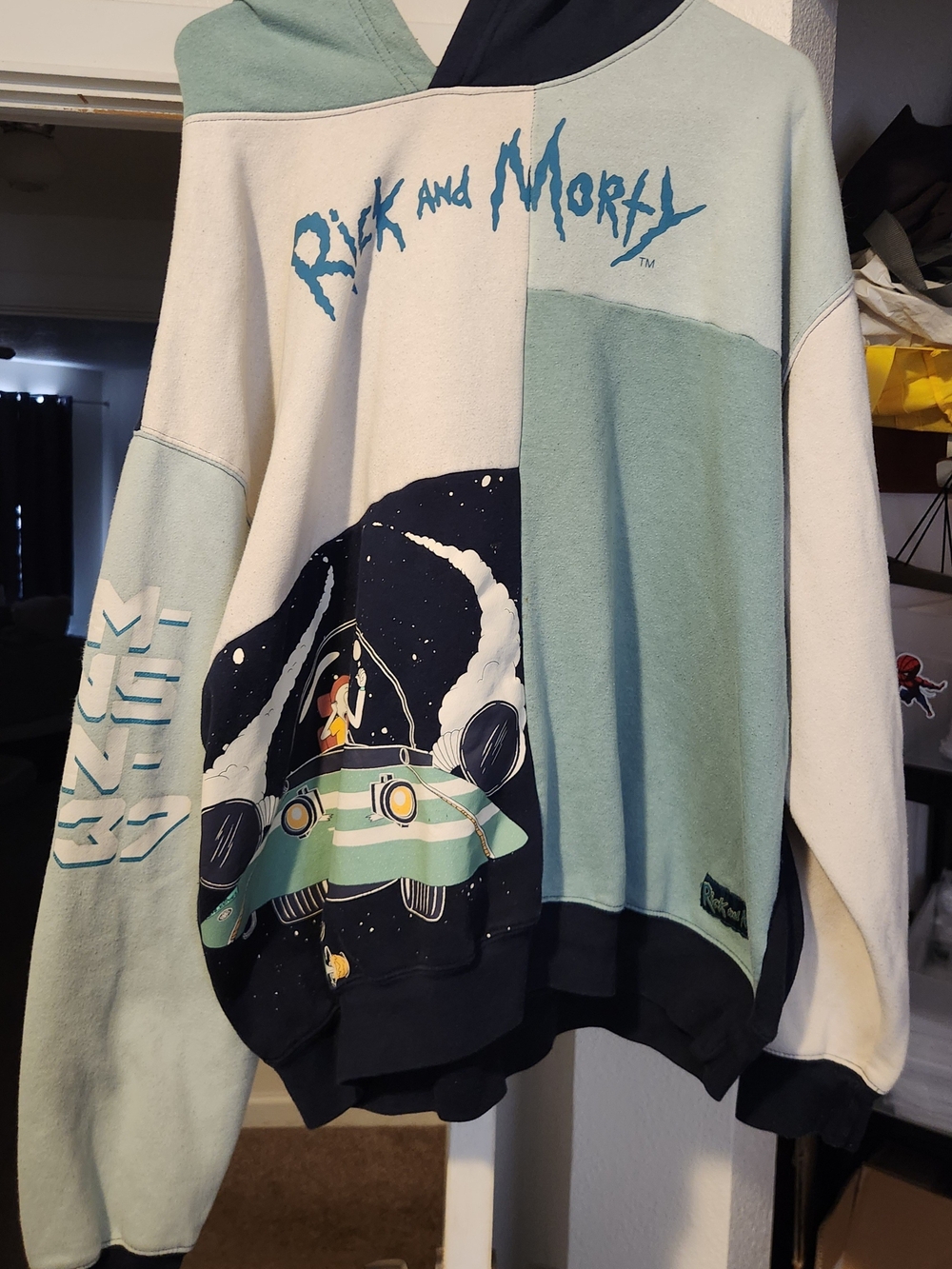 Rick and Morty Colorblock Crewneck Sweater - Mint/White/Navy